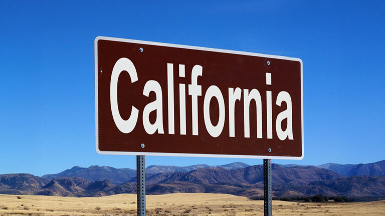 Road sign that says, "California."